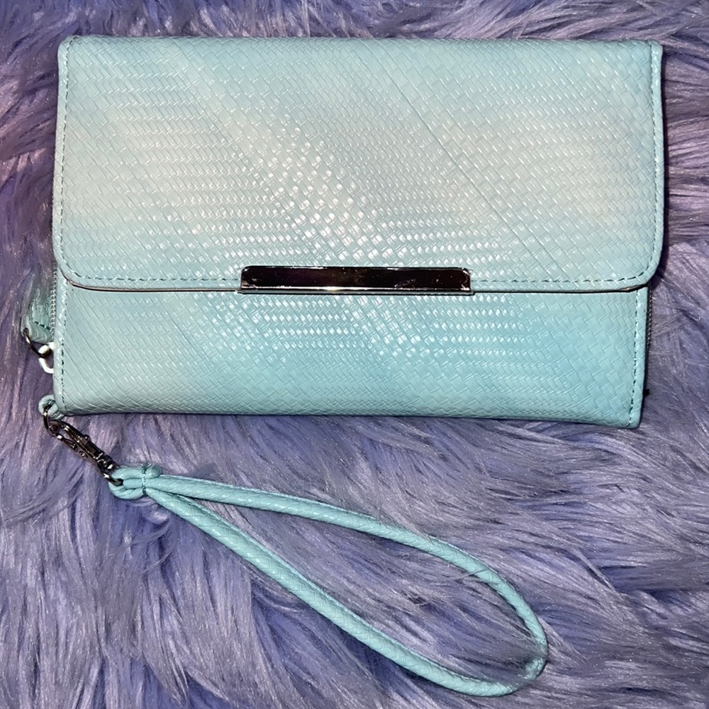 Aqua wristlet wallet